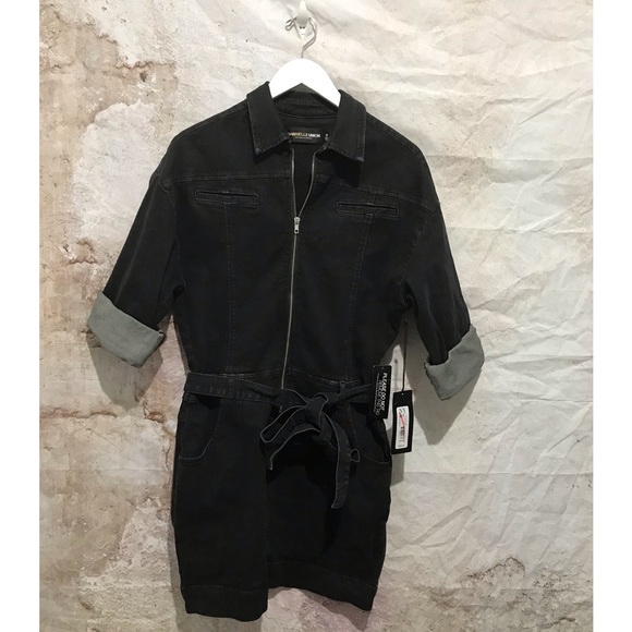 NY&CO Gabrielle Union Black Jean Stretchy Front Zipper Tie Mini M NWT - Picture 2 of 9